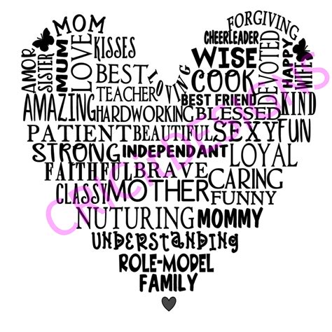 Mothers Day Heart. Words to Describe Mother. Wonderful Digital Download ...