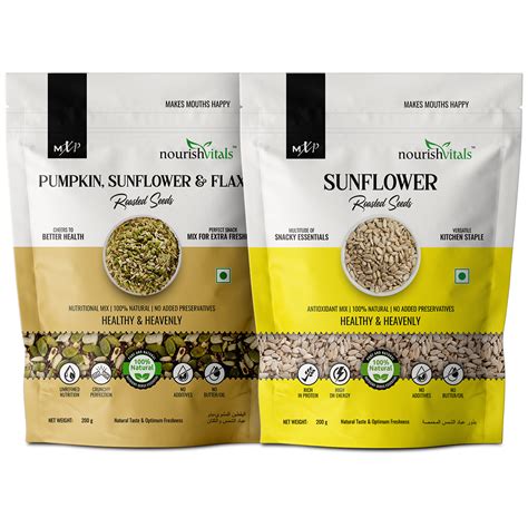 NourishVitals Pumpkin, Sunflower & Flax Roasted Seeds + Sunflower Roas ...
