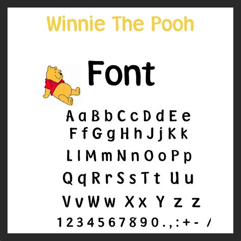 Winnie the Pooh FONT SVG Alphabet for Cricut Silhouette | Etsy