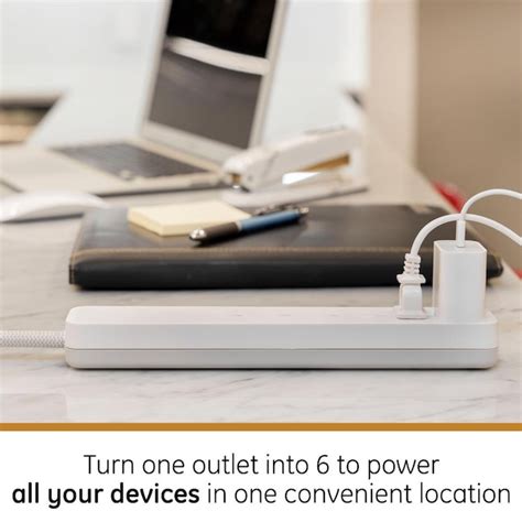 GE 2-ft UltraPro 6-Outlet 560 Joules 1800-Watt White Indoor Ac Surge ...