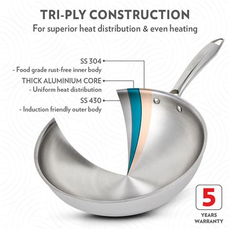 Borosil Cookfresh SS Tri-ply Wok with Lid buy online from Borosil.