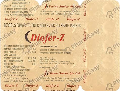 Diofer Z Tablet (30): Uses, Side Effects, Price & Dosage | PharmEasy