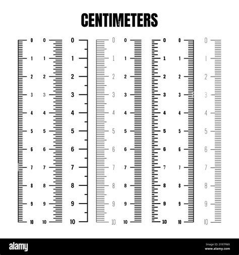Vertical centimeter scale for measuring length or height. Various measurement scales with ...