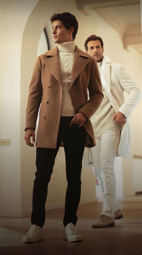 Mens slim camel coat online