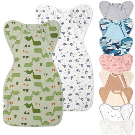 Amazon.com: Premium Soft Cotton Swaddle Blanket Sleep Sack Arms Up 2 Packs 6-12 Months, Hands Up ...