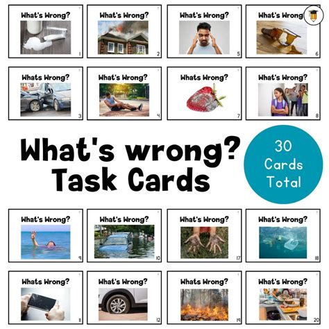 What's Wrong | WH Questions | Functions Task Cards | Which One | Speech ...