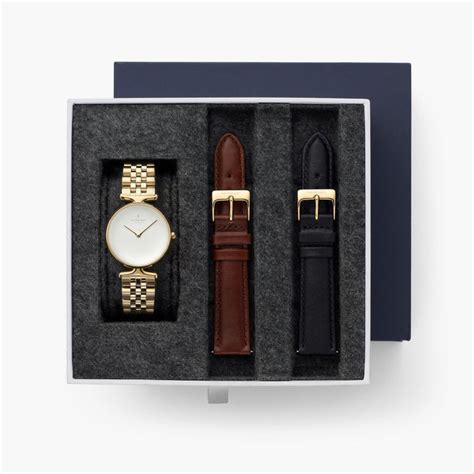 Unika - BUNDLE White Dial Gold | Gold 5-Link / Black / Brown Leather S