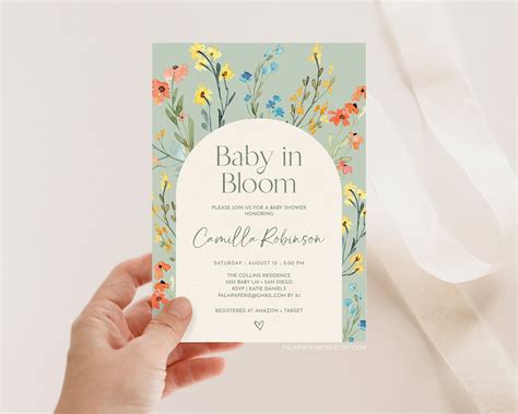 Spring Baby Shower Invitation Baby in Bloom Template - Etsy