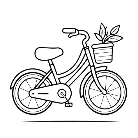 Premium Vector | Simple bicycle drawing for kids coloring page