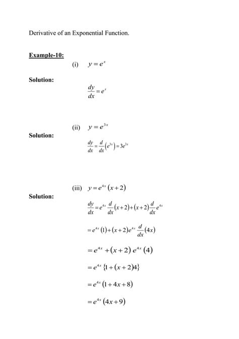 Image result for Derivative of Exponential Function Examples