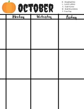 October Monthly Lesson Plan Calendar 的图像结果
