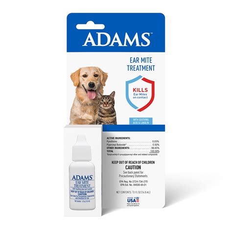 Buy Adams Ear Mite Treatment For Dogs and Cats Over 12 Weeks, Kills Ear ...