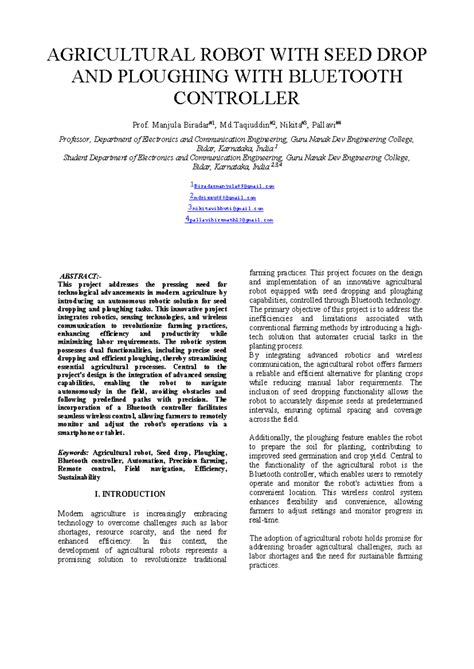 Agri robot paper - AGRICULTURAL ROBOT WITH SEED DROP AND PLOUGHING WITH ...