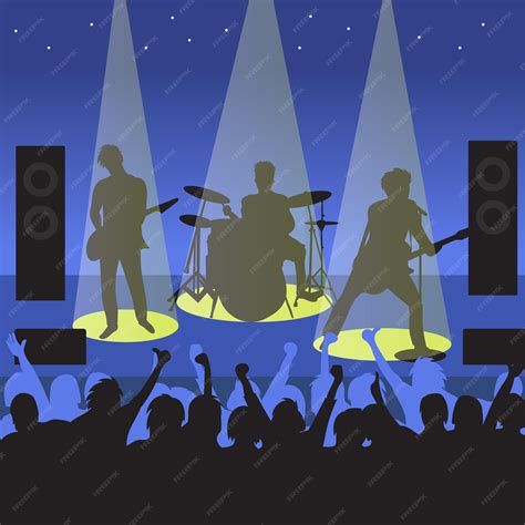 Band music concert at night | Premium Vector