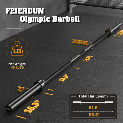 Buy FEIERDUN 7FT Olympic Barbell, Curl Bar, 1700LBS Strength Training ...