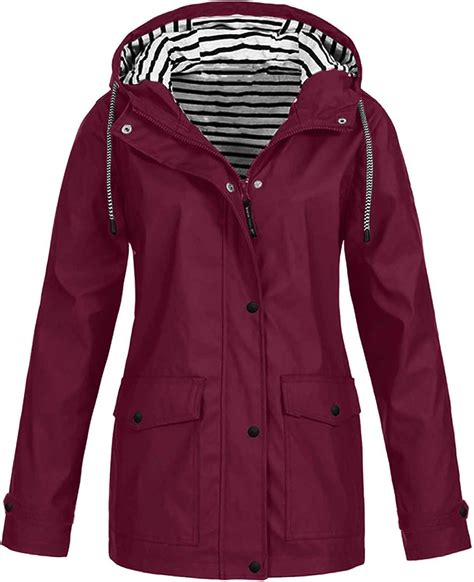 WXZZ Women's rain jacket, wind jacket, parka, waterproof hooded ...