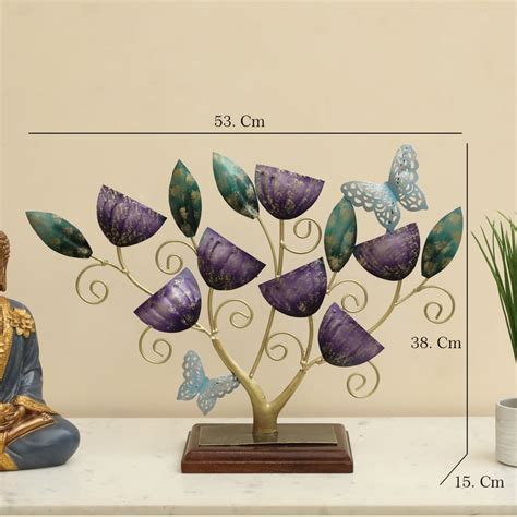 Buy VEDAS Mystical India Metal Leaf with Butterflies Table Accent from ...