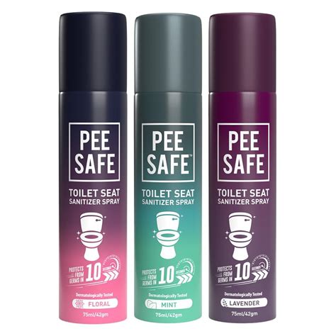 Pee Safe Toilet Seat Sanitizer Spray 75 ml (Mint, Lavender, Floral ...