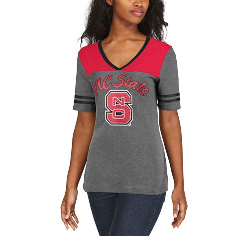 Colosseum NC State Wolfpack Women's Charcoal/Red Sparkle Twist V-Neck T ...