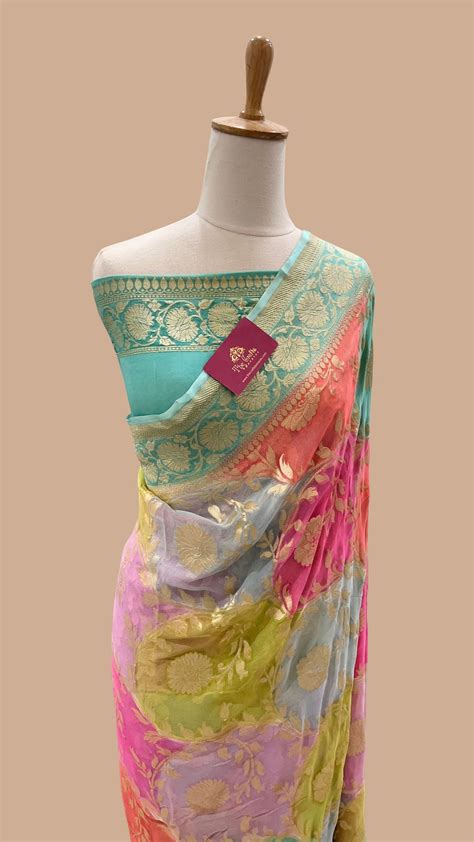 Khaddi Georgette Handloom Banarasi Saree – The Crafts Banaras