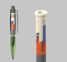 3D模型演示自动圆珠笔的工作原理！