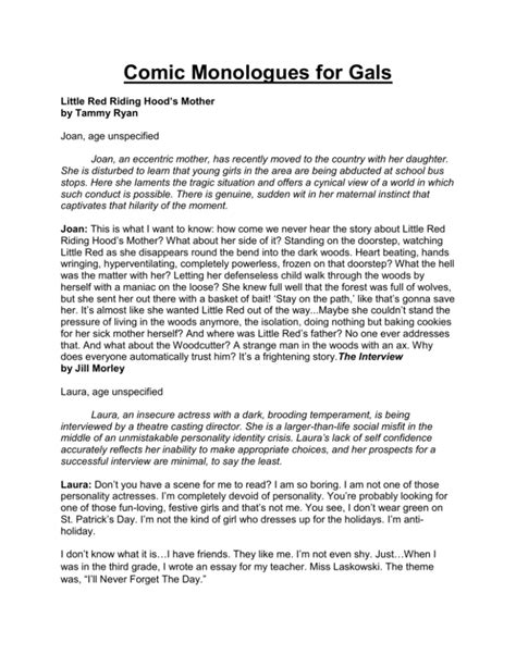 Comic Monologues for Women: Performance Pieces