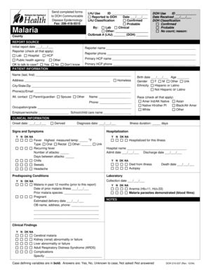 Fillable Online health state tn Reporting form for Malaria - the ...