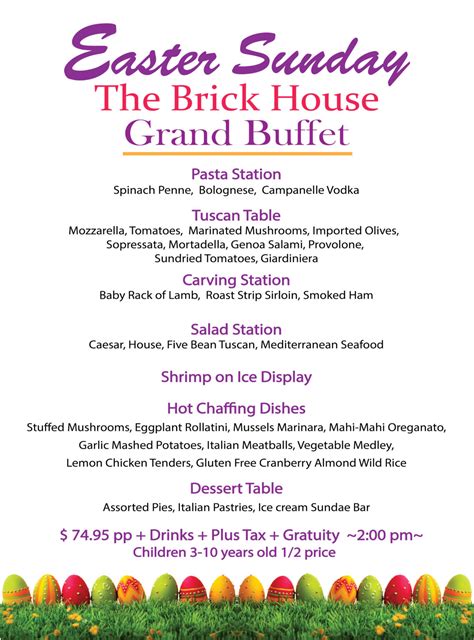 Brick House Easter Buffet 2023 Menu | The Brick House