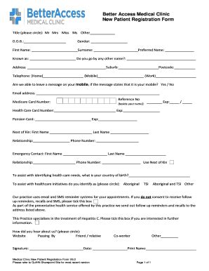 Fillable Online Medical Clinic New Patient Registration Form - Better ...