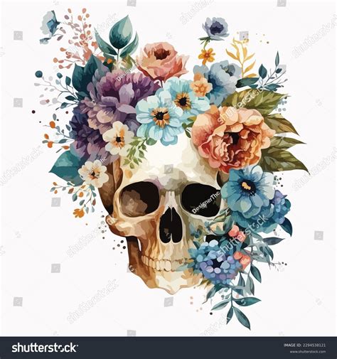 Skulls With Flowers Clipart