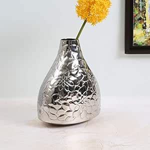 Buy Home Centre Galaxy Embossed Leaves Flower Vase - Silver Online at ...