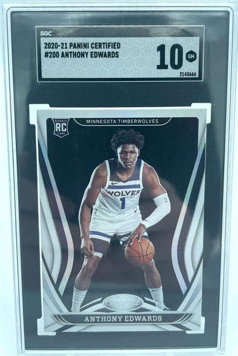 NBA 2020-21 Panini Certified Anthony Edwards SGC 10 Single Sports Card ...