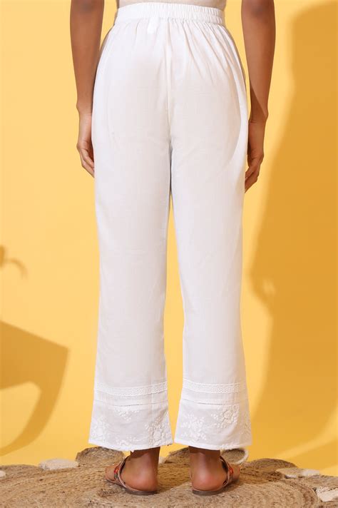 Buy Elleven Women's White Solid Schiffli Embroidered Pure Cotton ...