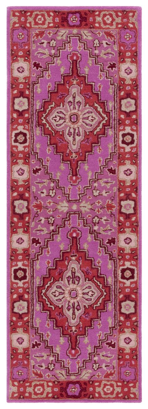 SAFAVIEH Bellagio Major Bordered Wool Runner Rug, Red/Pink, 2'3" x 5 ...