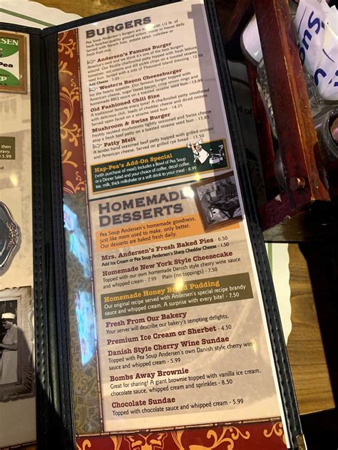 Menu at Pea Soup Andersen's pub & bar, USA, CA-33