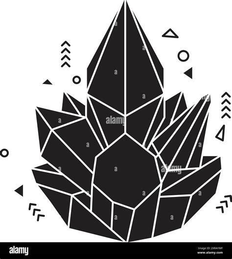 Crystal silhouette icons Sign kit of gemstone. Mineral pictogram collection includes emerald ...