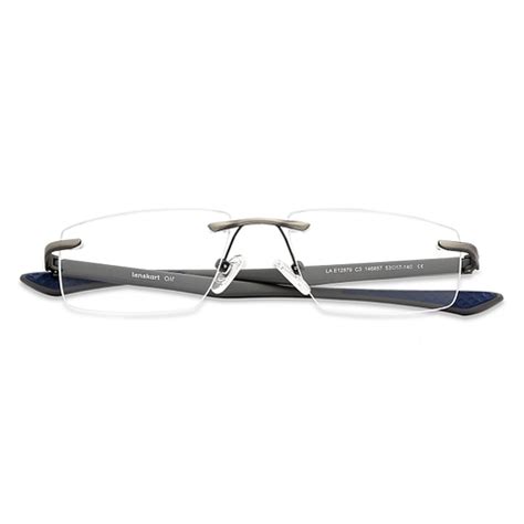 Buy Gunmetal Grey Rimless Rectangle Lenskart Air Essentials LA E12879 ...