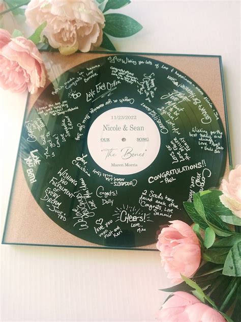 Personalized Record W/display Case Wedding Guestbook First Song Vinyl ...