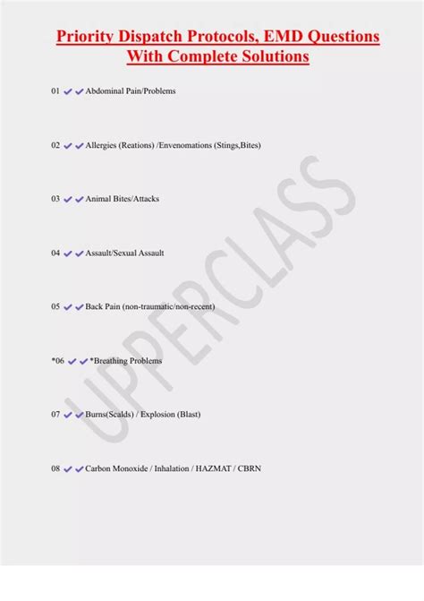 Priority Dispatch Protocols, EMD Questions With Complete Solutions ...