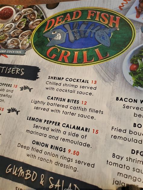 Menu at Dead Fish Grill restaurant, Belton