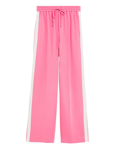 Buy Side Stripe Drawstring Wide Leg Trousers at Marks & Spencer