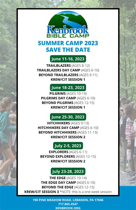 Summer Camp Details | Kenbrook Bible Camp