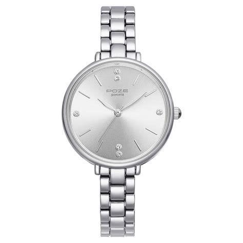 Buy Online Poze by Sonata Quartz Analog Silver Dial Metal Strap Watch ...