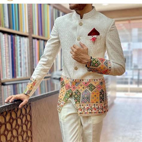 Custom Made Men Designer Ivory Jodhpuri Suit , Men Indo Formal Jacket ...