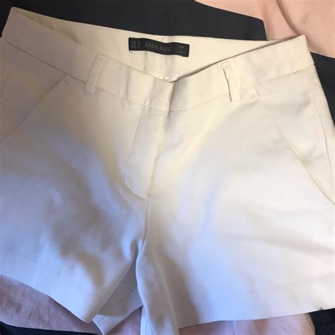 Zara xs white tailored shorts Bought off here Great... - Depop