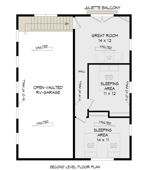 Traditional 3 Car Garage Plan - 1,715 Square Feet, 2 Bedrooms, 1 ...
