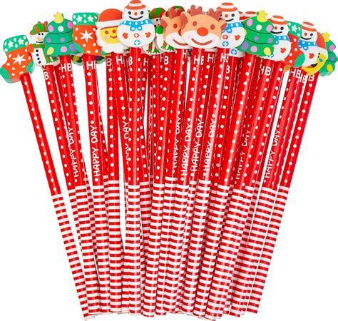 THE TWIDDLERS 50 Weihnachtsbleistifte mit Radiergummi-Figuren – Buntes ...
