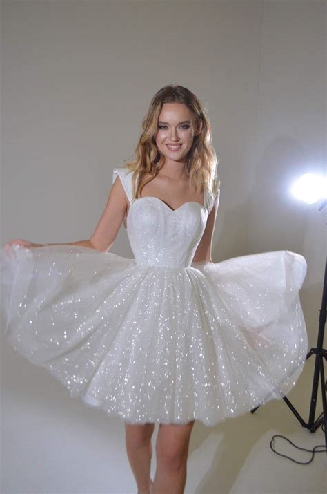Short sparkly wedding dress milana – Artofit
