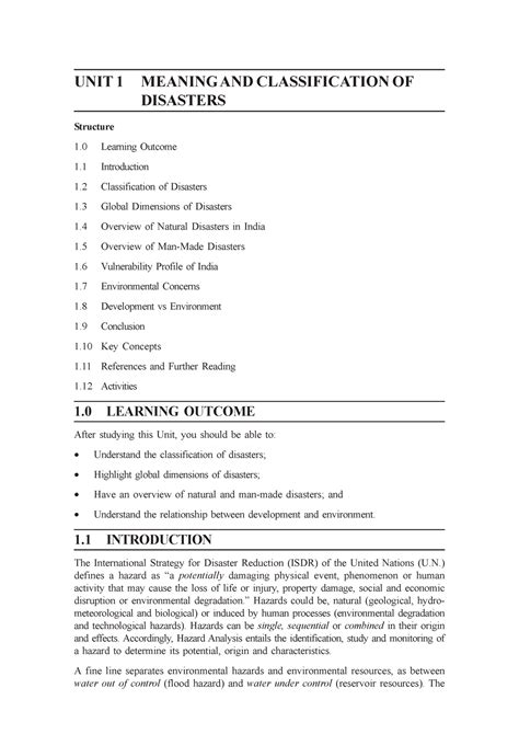 Unit-1 - Good - UNIT 1 MEANING AND CLASSIFICATION OF DISASTERS ...