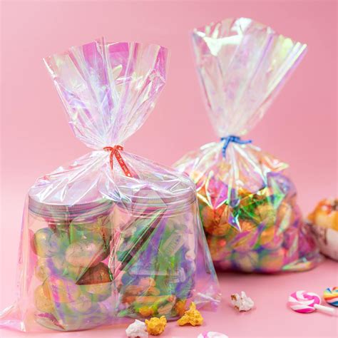 Amazon.com: Easter Cellophane Treat Bags, Iridescent Holographic Candy ...